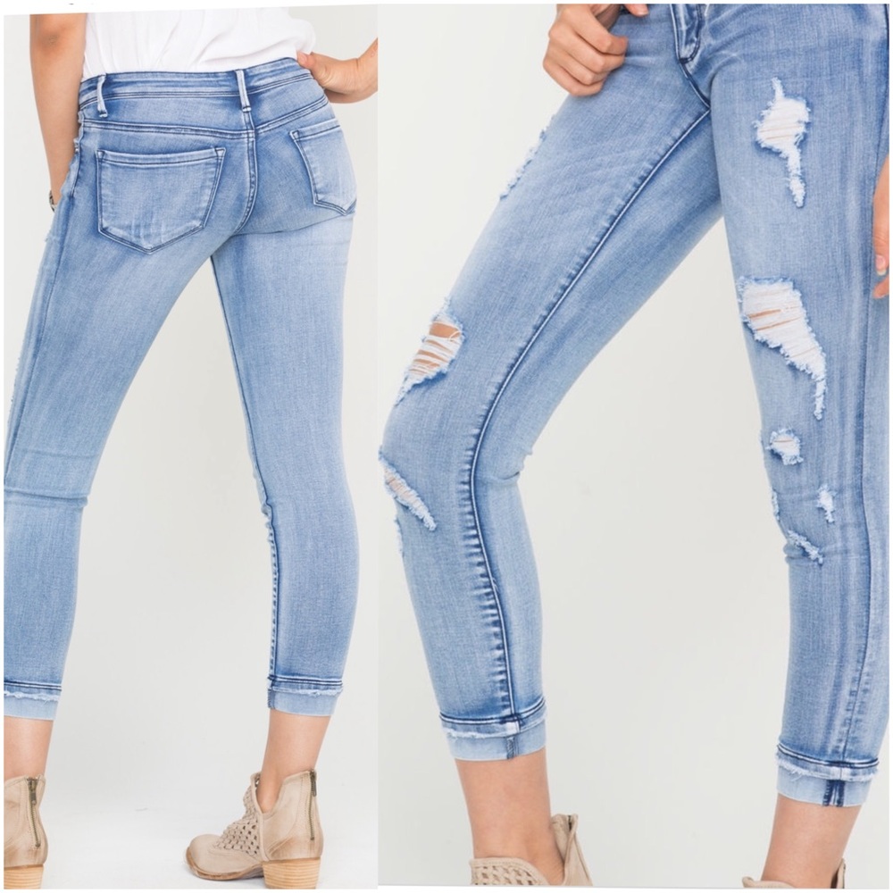 Tractr Light Blue Distressed Skinny Jeans